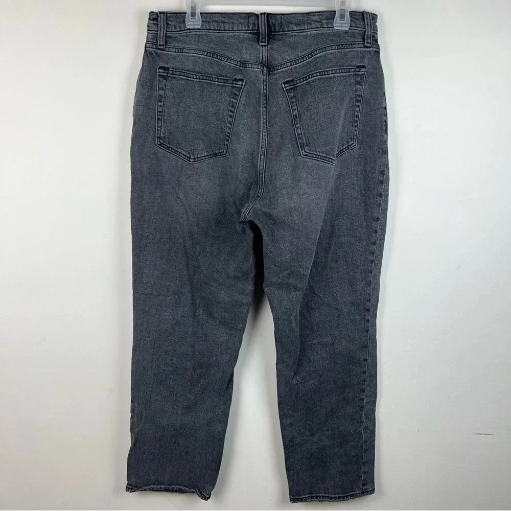 Abercrombie & Fitch Grey Ankle Straight Ultra High Rise Ripped Gray 14 Faded